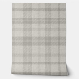 Muted Farmhouse Gray Plaid w/ Linen Texture 壁紙