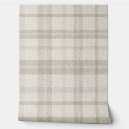 Muted Farmhouse Taupe Plaid w/ Linen Texture 壁紙