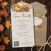 Muted Floral All In One Thanksgiving Invitation  オールインワン招待状