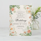 Muted Floral Archway Romance Wedding 招待状 (スタンド正面)