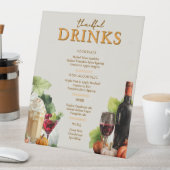 Muted Floral Thanksgiving Bar Menu Pedestal Sign 台座サイン (インサイチュ)