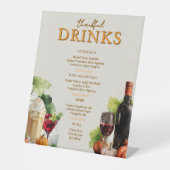 Muted Floral Thanksgiving Bar Menu Pedestal Sign 台座サイン (正面)