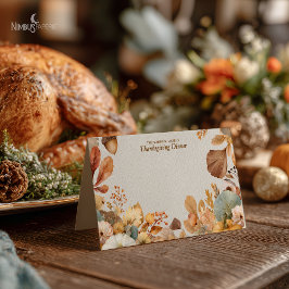 Muted Florals Thanksgiving Blank Buffet Card