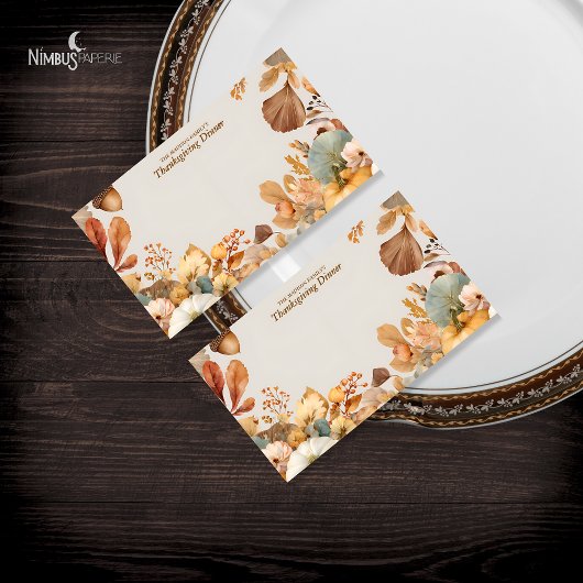 Muted Florals Thanksgiving Blank Flat Table Card 名刺
