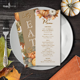 Muted Florals Thanksgiving Dinner Menu Card メニュー