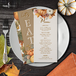 Muted Florals Thanksgiving Dinner Menu Card メニュー