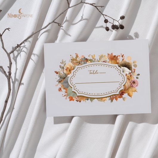 Muted Florals Thanksgiving Flat Place Card プレイスカード