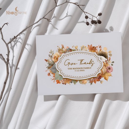 Muted Florals Thanksgiving Flat Place Card プレイスカード