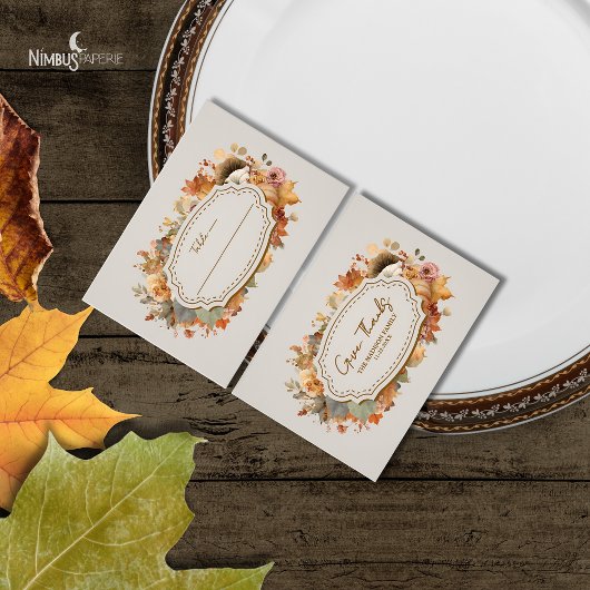 Muted Florals Thanksgiving Flat Place Card プレイスカード