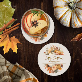 Muted Florals Thanksgiving Paper Coaster ラウンドペーパーコースター