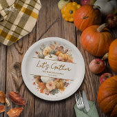 Muted Florals Thanksgiving Paper Plate ペーパープレート