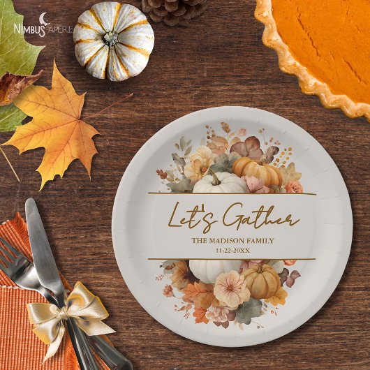 Muted Florals Thanksgiving Paper Plate ペーパープレート