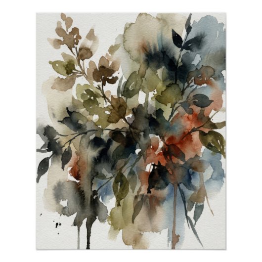 Muted Forest Watercolor ポスター (正面)