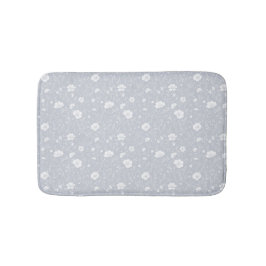 Muted Gray And White Wildflower Pattern バスマット