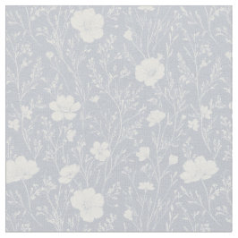 Muted Gray And White Wildflower Pattern ファブリック