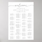 Muted Gray Minimalist Alphabetical Seating Chart ポスター (正面)