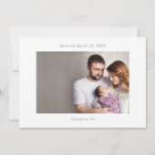 Muted Gray Minimalist Baby Photo Thank You Card 招待状 (裏面)