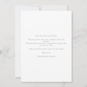 Muted Gray Minimalist Photo Baby Announcement Card 招待状 (裏面)