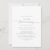 Muted Gray Simple Minimal 50th Wedding Anniversary 招待状 (正面)