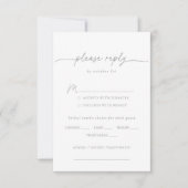 Muted Gray Simple Minimal Wedding Menu Choice RSVP (正面)
