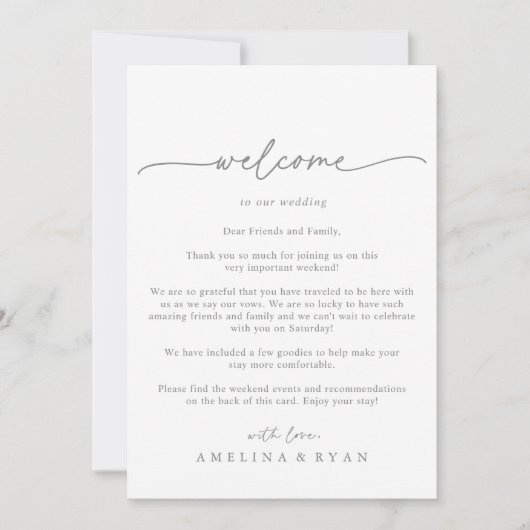 Muted Gray Simple Minimal Wedding Welcome Letter (正面)