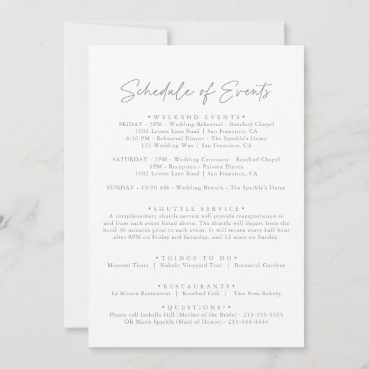 Muted Gray Simple Minimal Wedding Welcome Letter (裏面)