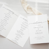Muted Gray Simple Minimalist Folded Wedding プログラム