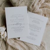 Muted Gray Simple Minimalist Front & Back Wedding 招待状