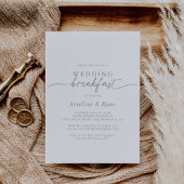 Muted Gray Simple Minimalist Wedding Breakfast 招待状