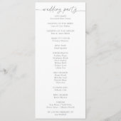 Muted Gray Simple Minimalist Wedding Program プログラム (裏面)