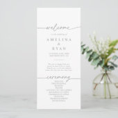 Muted Gray Simple Minimalist Wedding Program プログラム (スタンド正面)