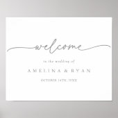 Muted Gray Simple Minimalist Wedding Welcome Sign ポスター (正面)