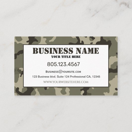 Muted Green Camouflage 名刺 (裏面)