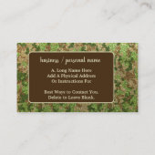 Muted Green Camouflage Outdoorsy Monogram Name 名刺 (裏面)