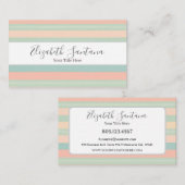 Muted Green & Peach Stripes 名刺 (正面/裏面)