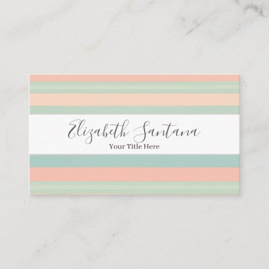 Muted Green & Peach Stripes 名刺 (正面)