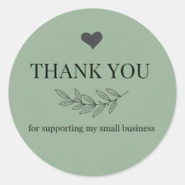 Muted Green Thank You Business Sticker  ラウンドシール