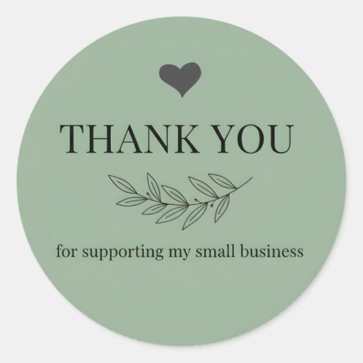 Muted Green Thank You Business Sticker ラウンドシール (正面)