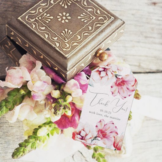 Muted Lavenderフローラ結婚の感謝 ギフトタグ