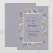 Muted Lavender Artistic Winter Wedding 招待状 (正面/裏面)