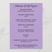 Muted Lavender Tribute Funeral Program プログラム (裏面)