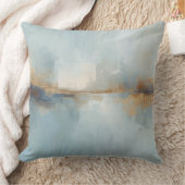 Muted Light Blue White Rusty Brown Abstract Print クッション (ブランケット)