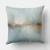 Muted Light Blue White Rusty Brown Abstract Print クッション (裏面)