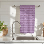 Muted Mulberry Glitter Style Horizontal Stripes キッチンタオル