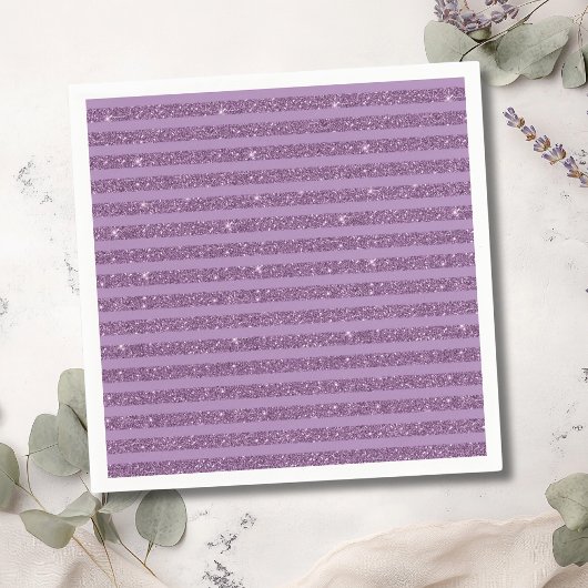 Muted Mulberry Glitter Style Horizontal Stripes スタンダードカクテルナプキン