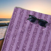 Muted Mulberry Glitter Style Horizontal Stripes ビーチタオル