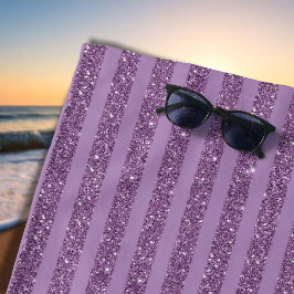 Muted Mulberry Glitter Style Horizontal Stripes ビーチタオル