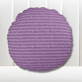 Muted Mulberry Glitter Style Horizontal Stripes ラウンドクッション