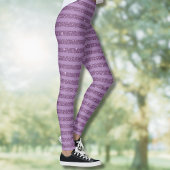 Muted Mulberry Glitter Style Horizontal Stripes レギンス