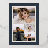 Muted Navy Ivory Photo Graduation Rose Gold 箔招待状 (裏面)